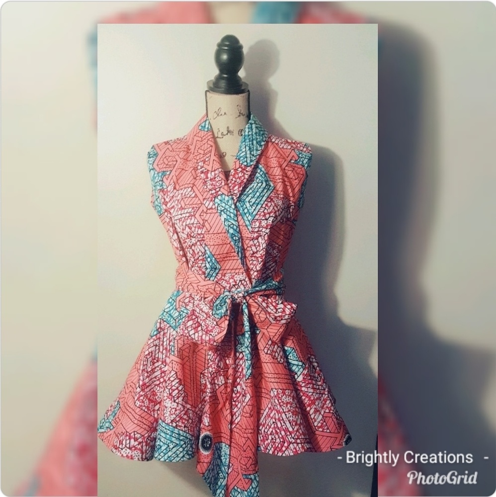 Ankara Print Vest Coat